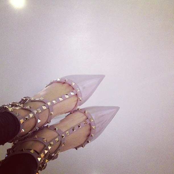 Pale Pink Valentino Studded Kitten Heels