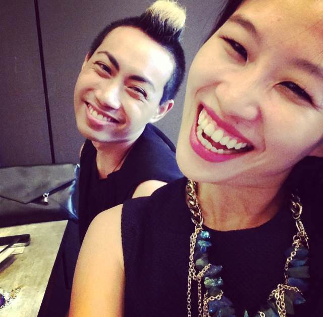 With my friend and celebrity stylist Dave Azawi at Shots Cafe on Club Street.