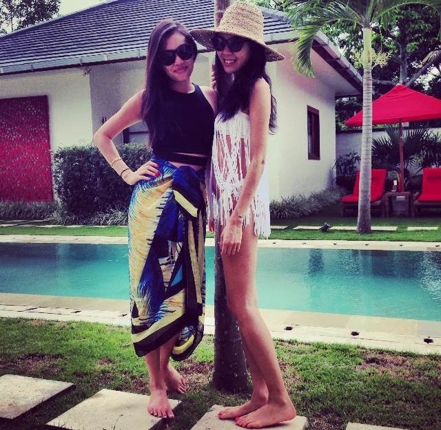 Using a chiffon scarf by one of our designers as a sarong.