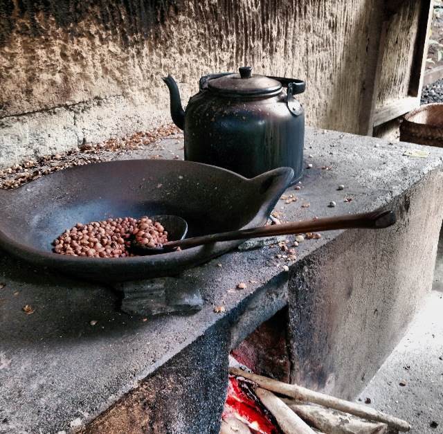Coffee beans are usually roasted by hand for an hour, then ground, sifted and re-ground again before it is ready for consumption. Cantik Agriculture Coffee Farm in Bali, Indonesia.