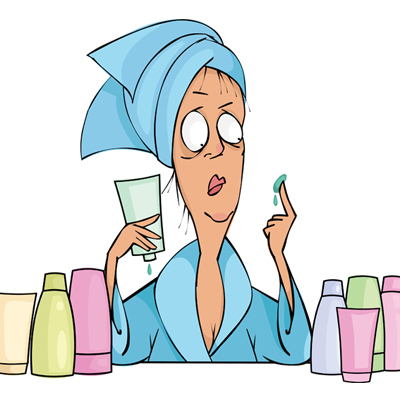 cartoon woman facials