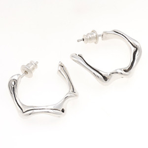 Petite Silver Root Hoop Earrings