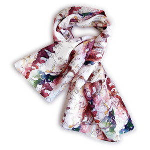 Paris Watercolor Print Silk Scarf