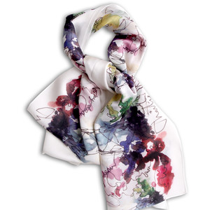 Hong Kong Watercolor Print Silk Scarf
