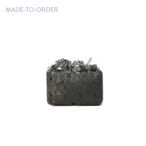 Edgy Metallic Black Metal Clutch