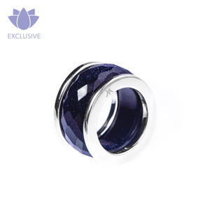 Midnight Blue Sandstone & Silver Twin Rings