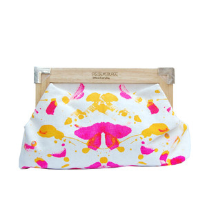 Sunshine Electric Pink Wooden Clutch