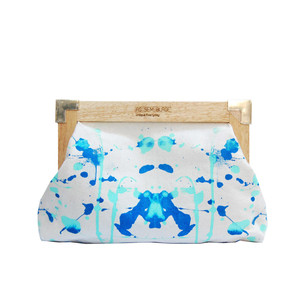 Dynamite Blues Wooden Clutch