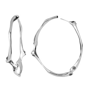 Small Silver Root Hoop Earrings