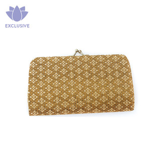 Patterned Beige Gold Songket Clutch