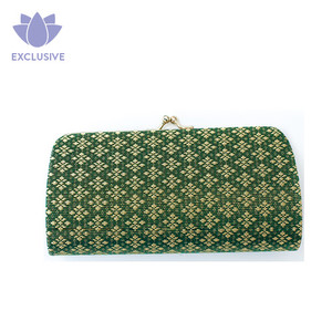 Patterned Emerald Green Gold Songket Clutch