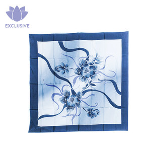 Prussian Blue Batik Watercolor Print Silk Scarf