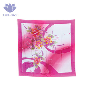 Bubblegum Pink Batik Watercolor Print Silk Scarf