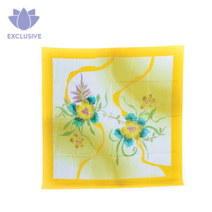 Dandelion Yellow Batik Watercolor Print Silk Scarf