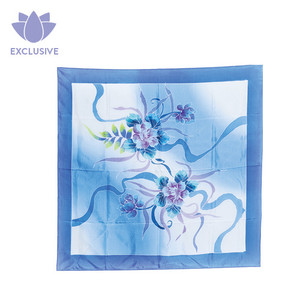 Dodger Blue Batik Watercolor Print Silk Scarf