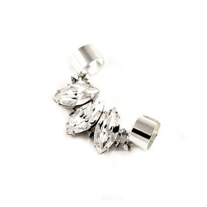 Silver-plated Swarovski Crystal Ear Cuff