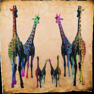 Twin Giraffe Silk Satin Scarf