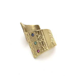 Gold Asymmetric 3 Stone Ring