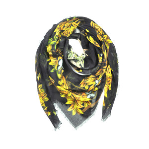 Black Gold Mystical Creatures Silk Scarf