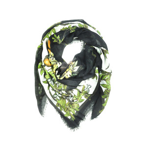 Black White Mystical Creatures Silk Scarf