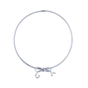 Dance of Ribbon Silver Bow Collar Necklace