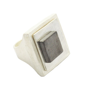 Solid White Grey Layered Construct Ring
