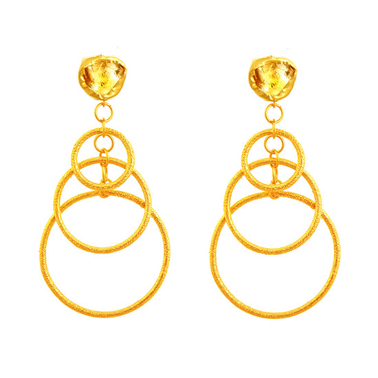 The Trinity Citrine Gold Earrings