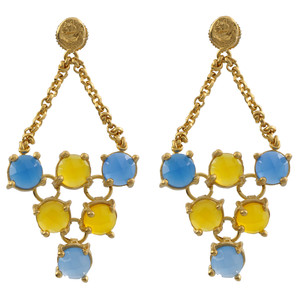 Sunshine and Rain Blue Yellow Chalcedony Earrings